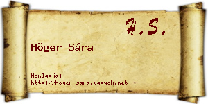 Höger Sára névjegykártya